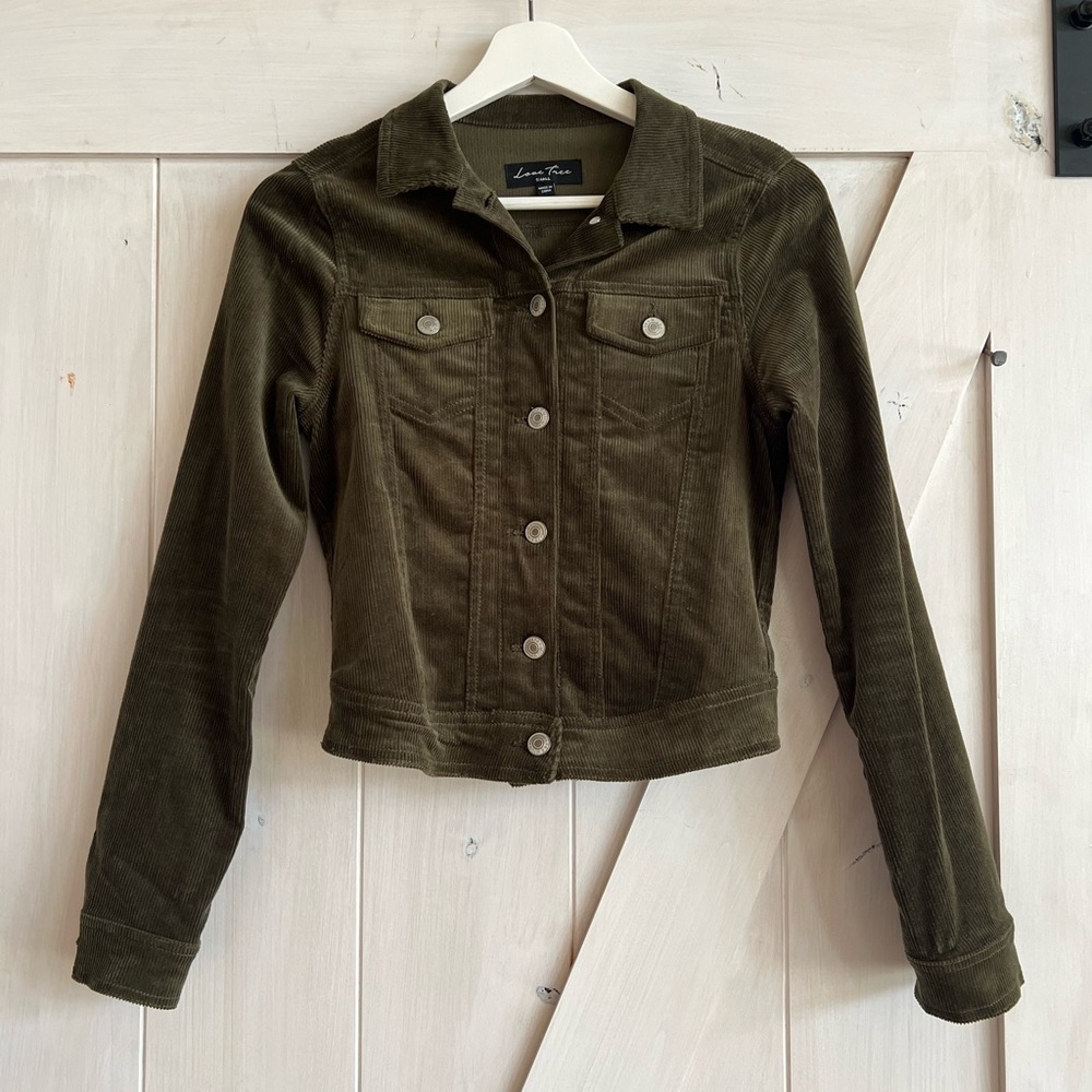 Corduroy Utility Jacket in olive